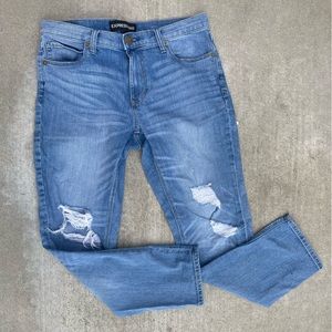 Express Mid Rise Girlfriend Distressed Jeans (Size 10)